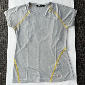 The North Face Gray and Yellow activewear T-Shirt